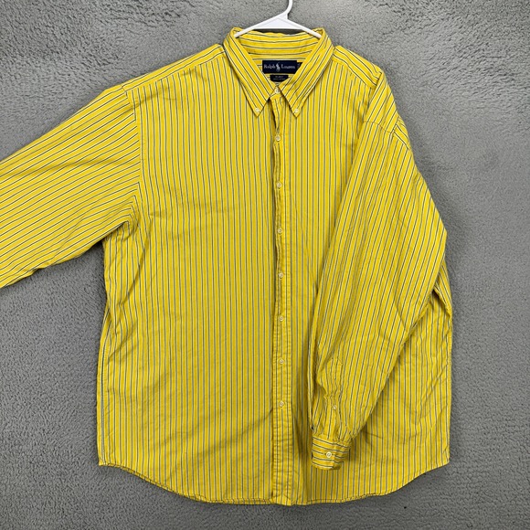 Ralph Lauren‎ Blake Button Down Shirt Men 2X LT Large Tall Yellow Green Striped - Picture 1 of 10